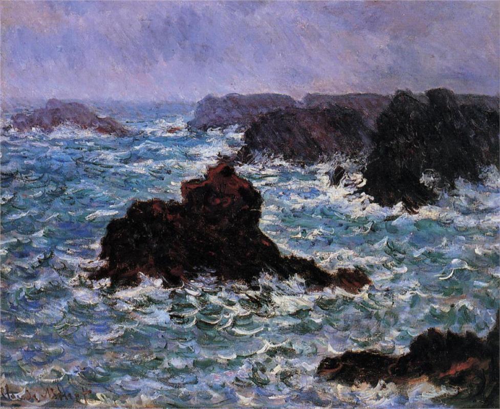 Belle-Ile, Rain Effect - Claude Monet Paintings